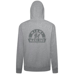 Heather Gray Miami Marlins Levelwear Podium Chenille Logo Full-Zip Hoodie