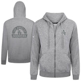 Heather Gray Los Angeles Dodgers Levelwear Podium Chenille Logo Full-Zip Hoodie
