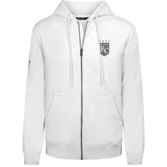 White Kansas City Royals Levelwear Podium Chenille Logo Full-Zip Hoodie