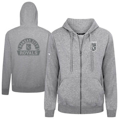 Heather Gray Kansas City Royals Levelwear Podium Chenille Logo Full-Zip Hoodie