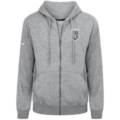Heather Gray Kansas City Royals Levelwear Podium Chenille Logo Full-Zip Hoodie