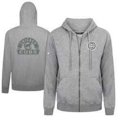 Heather Gray Chicago Cubs Levelwear Podium Banner Arch Full-Zip Hoodie