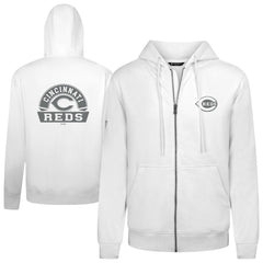 White Cincinnati Reds Levelwear Podium Banner Arch Full-Zip Hoodie
