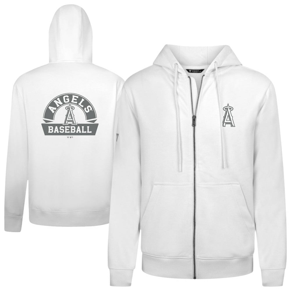 White Los Angeles Angels Levelwear Podium Banner Arch Full-Zip Hoodie