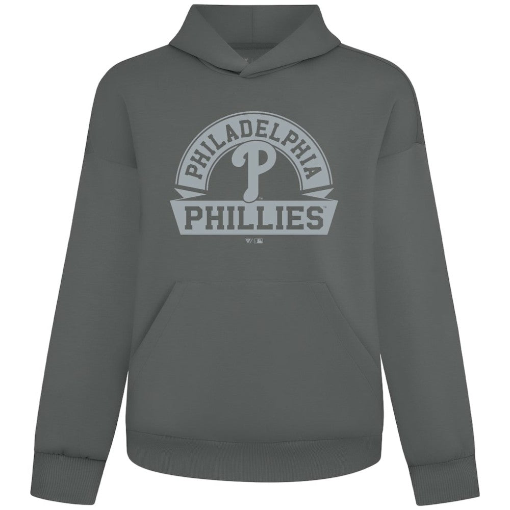 Gray Philadelphia Phillies Levelwear Luxe Signature Banner Arch Tri-Blend Hoodie