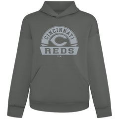 Gray Cincinnati Reds Levelwear Luxe Signature Banner Arch Tri-Blend Hoodie