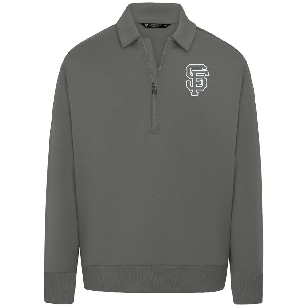 Gray San Francisco Giants Levelwear Luxe Signature Quarter-Zip Chenille Logo Tri-Blend Sweatshirt