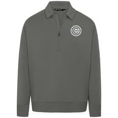 Gray Chicago Cubs Levelwear Luxe Signature Quarter-Zip Chenille Logo Tri-Blend Sweatshirt