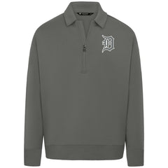 Gray Detroit Tigers Levelwear Luxe Signature Quarter-Zip Chenille Logo Tri-Blend Sweatshirt