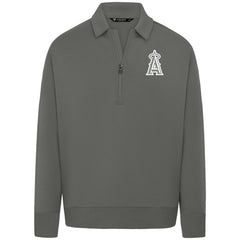Gray Los Angeles Angels Levelwear Luxe Signature Quarter-Zip Chenille Logo Tri-Blend Sweatshirt
