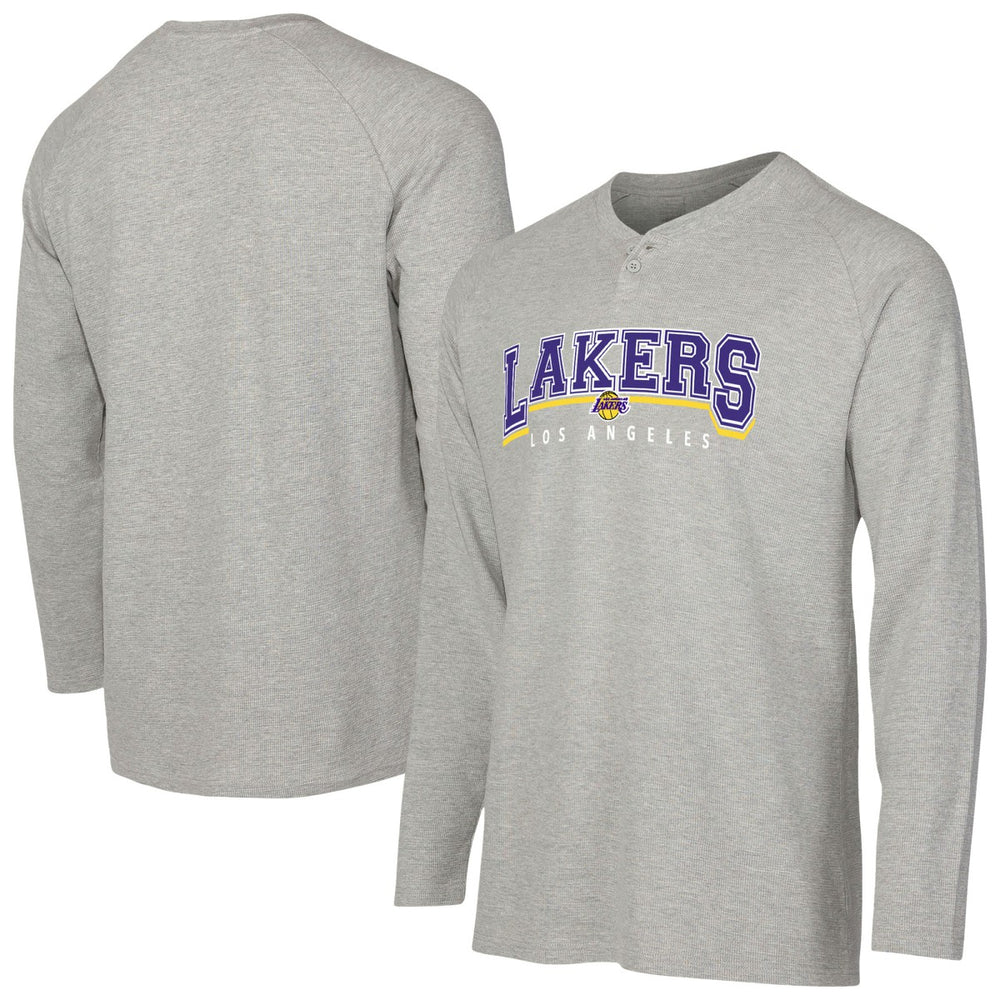 Los Angeles Lakers Concepts Sport Hawthorn Thermal Knit Long Sleeve Henley T-Shirt