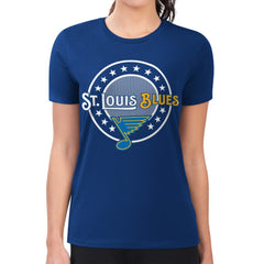 NHL St. Louis Blues G-III 4Her by Carl Banks Women's Super-Slim Lightweight Pinstripe Circle Graphic T-Shirt