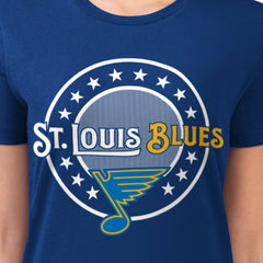 NHL St. Louis Blues G-III 4Her by Carl Banks Women's Super-Slim Lightweight Pinstripe Circle Graphic T-Shirt