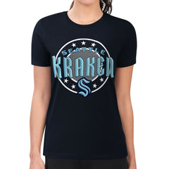 NHL Seattle Kraken G-III 4Her by Carl Banks Women's Super-Slim Lightweight Pinstripe Circle Graphic T-Shirt