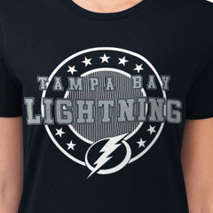 NHL Tampa Bay Lightning G-III 4Her by Carl Banks Women's Super-Slim Lightweight Pinstripe Circle Graphic T-Shirt