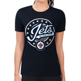 NHL Winnipeg Jets G-III 4Her by Carl Banks Women's Super-Slim Lightweight Pinstripe Circle Graphic T-Shirt