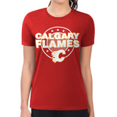 NHL Calgary Flames G-III 4Her by Carl Banks Women's Super-Slim Lightweight Pinstripe Circle Graphic T-Shirt