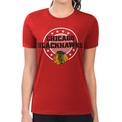 NHL Chicago Blackhawks G-III 4Her by Carl Banks Women's Super-Slim Lightweight Pinstripe Circle Graphic T-Shirt