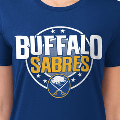 NHL Buffalo Sabres G-III 4Her by Carl Banks Women's Super-Slim Lightweight Pinstripe Circle Graphic T-Shirt