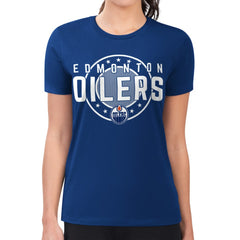 NHL Edmonton Oilers G-III 4Her by Carl Banks Women's Super-Slim Lightweight Pinstripe Circle Graphic T-Shirt
