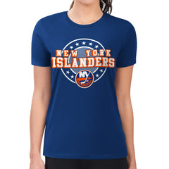 NHL New York Islanders G-III 4Her by Carl Banks Women's Super-Slim Lightweight Pinstripe Circle Graphic T-Shirt