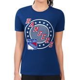 NHL New York Rangers G-III 4Her by Carl Banks Women's Super-Slim Lightweight Pinstripe Circle Graphic T-Shirt