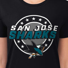 NHL San Jose Sharks G-III 4Her by Carl Banks Women's Super-Slim Lightweight Pinstripe Circle Graphic T-Shirt