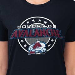 NHL Colorado Avalanche G-III 4Her by Carl Banks Women's Super-Slim Lightweight Pinstripe Circle Graphic T-Shirt