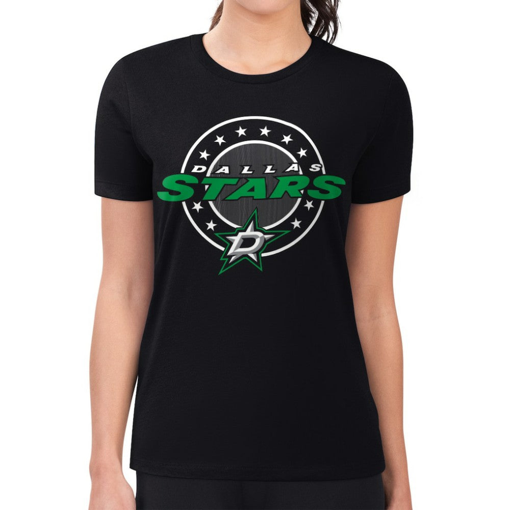 NHL Dallas Stars G-III 4Her by Carl Banks Women's Super-Slim Lightweight Pinstripe Circle Graphic T-Shirt
