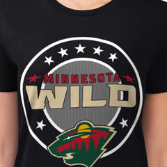 NHL Minnesota Wild G-III 4Her by Carl Banks Women's Super-Slim Lightweight Pinstripe Circle Graphic T-Shirt