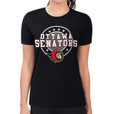 NHL Ottawa Senators G-III 4Her by Carl Banks Women's Super-Slim Lightweight Pinstripe Circle Graphic T-Shirt