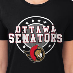 NHL Ottawa Senators G-III 4Her by Carl Banks Women's Super-Slim Lightweight Pinstripe Circle Graphic T-Shirt