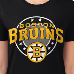NHL Boston Bruins G-III 4Her by Carl Banks Women's Super-Slim Lightweight Pinstripe Circle Graphic T-Shirt