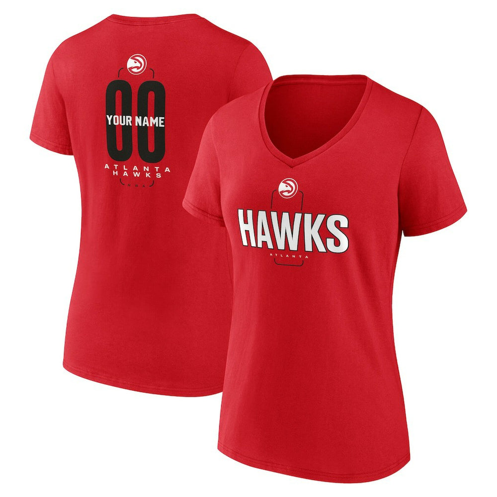 Atlanta Hawks Women's Center Court Name & Number Custom V-Neck T-Shirt