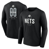 Brooklyn Nets Center Court Name & Number Custom Long Sleeve T-Shirt