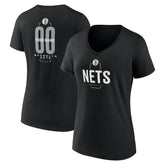 Brooklyn Nets Women's Center Court Name & Number Custom V-Neck T-Shirt