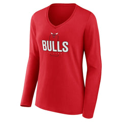 Chicago Bulls Women's Center Court Name & Number Custom Long Sleeve V-Neck T-Shirt sale