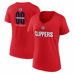 LA Clippers Women's Center Court Name & Number Custom V-Neck T-Shirt