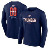 Oklahoma City Thunder Center Court Name & Number Custom Long Sleeve T-Shirt