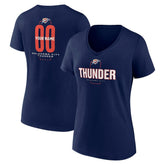 Oklahoma City Thunder Women's Center Court Name & Number Custom V-Neck T-Shirt