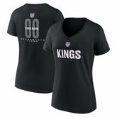 Sacramento Kings Women's Center Court Name & Number Custom V-Neck T-Shirt