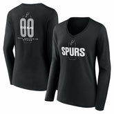 San Antonio Spurs Women's Center Court Name & Number Custom Long Sleeve V-Neck T-Shirt