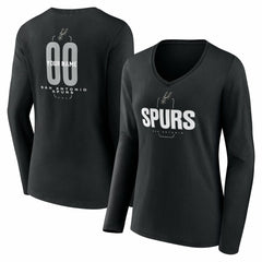San Antonio Spurs Women's Center Court Name & Number Custom Long Sleeve V-Neck T-Shirt