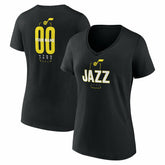 Utah Jazz Women's Center Court Name & Number Custom V-Neck T-Shirt