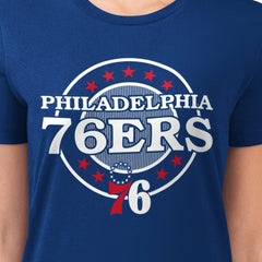 Philadelphia 76ers G-III 4Her by Carl Banks Women's Super-Slim Lightweight Pinstripe Circle Graphic T-Shirt
