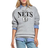 Brooklyn Nets Starter Women's Arch Stripe Fleece Crewneck Sweatshirt