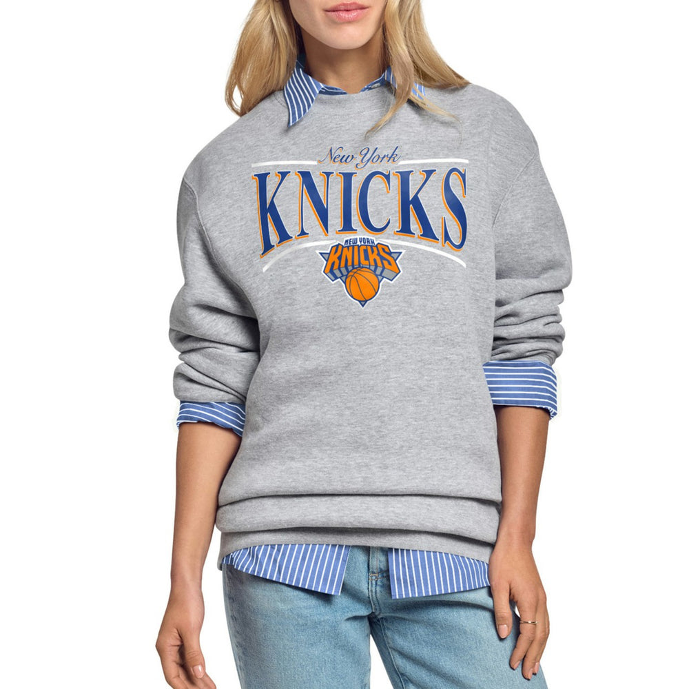 New York Knicks Starter Women's Arch Stripe Fleece Crewneck Sweatshirt