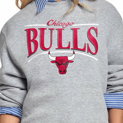 Chicago Bulls Starter Women's Arch Stripe Fleece Crewneck Sweatshirt
