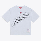 Heather Gray Philadelphia Phillies Mitchell & Ness Women's Script Cropped Boxy T-Shirt