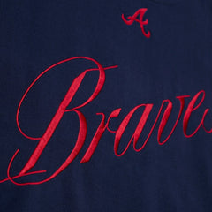 Navy Atlanta Braves Mitchell & Ness Women's Script Sweatshirt